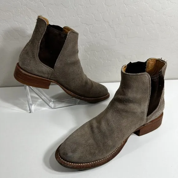 Freebird Mens Boots Taupe Suede Leather Palmer Cowboy Western Ankle Boots Size 8