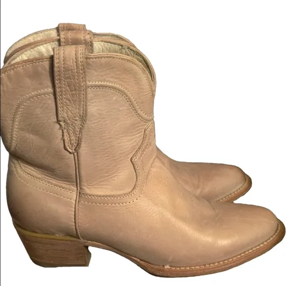 Freebird Zamora Western Ankle Boots Size 7 Tan Leather Cowboy Boots