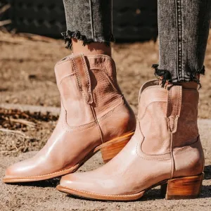 Freebird Zamora Western Ankle Boots Size 7 Tan Leather Cowboy Boots