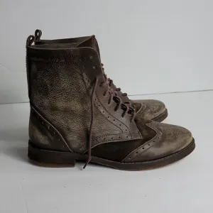 Free People Distressed Brown Leather Boots.(Rare)