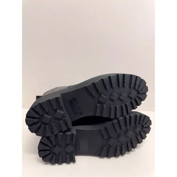 French Connection Combat Boots Size 8.5 Black Lace Up Chunky Heel NEW