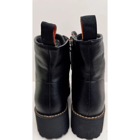 French Connection Combat Boots Size 8.5 Black Lace Up Chunky Heel NEW