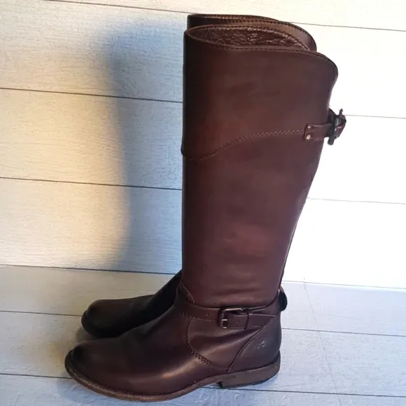Frye 6 Phillip chocolat brown soft leather riding woman boots