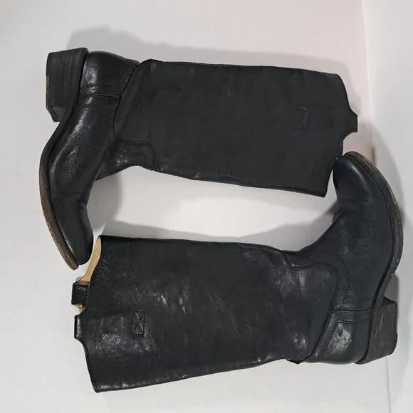Frye 77207 Carson Tab Tall Western Boots Black SZ 6B