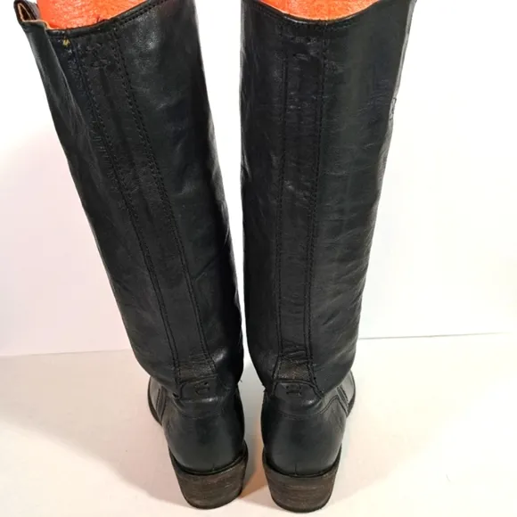 Frye 77207 Carson Tab Tall Western Boots Black SZ 6B