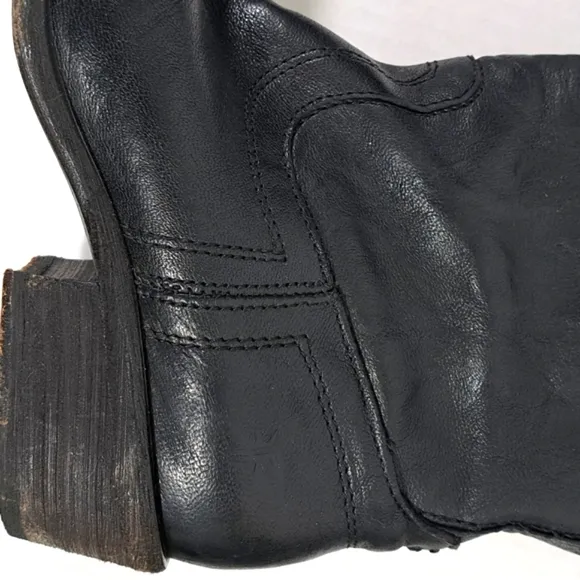 Frye 77207 Carson Tab Tall Western Boots Black SZ 6B