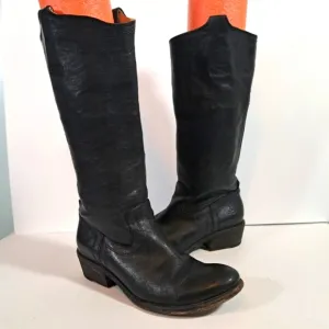 Frye 77207 Carson Tab Tall Western Boots Black SZ 6B