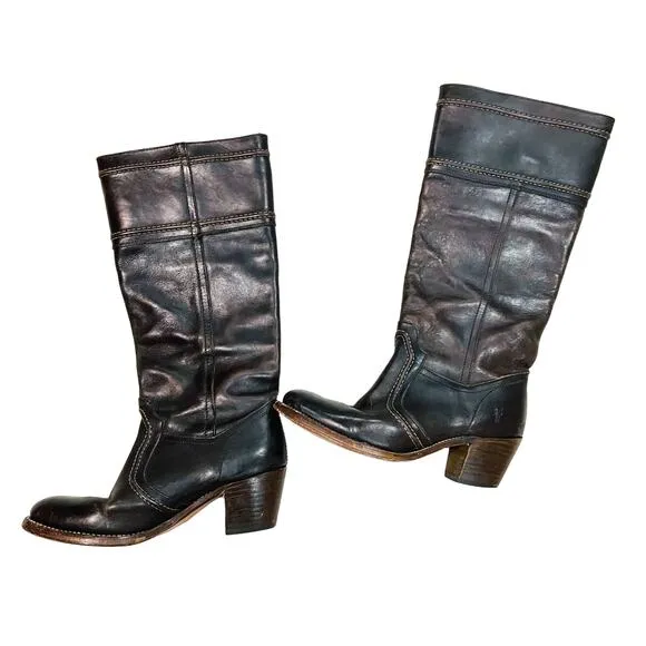 Frye 77231 'Jane' Dark Brown AntiqueTall Riding Heeled Boots Size 6.5