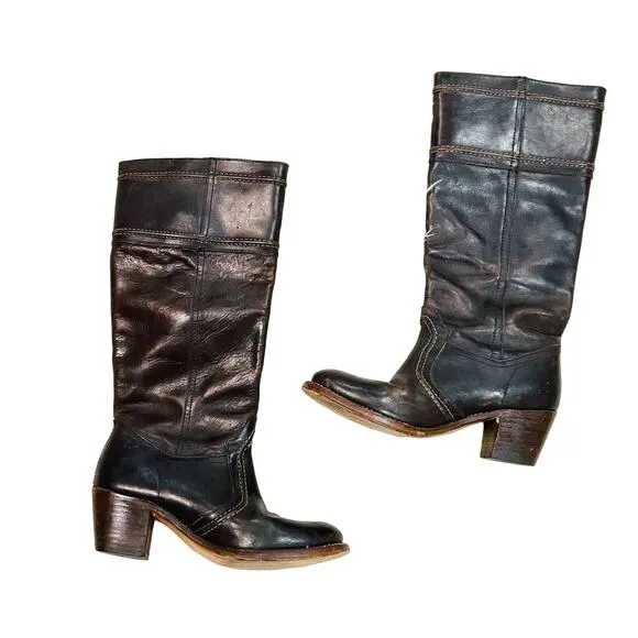 Frye 77231 'Jane' Dark Brown AntiqueTall Riding Heeled Boots Size 6.5