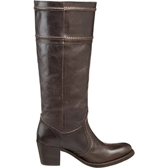 Frye 77231 'Jane' Dark Brown AntiqueTall Riding Heeled Boots Size 6.5