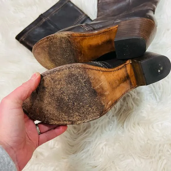 Frye 77231 'Jane' Dark Brown AntiqueTall Riding Heeled Boots Size 6.5