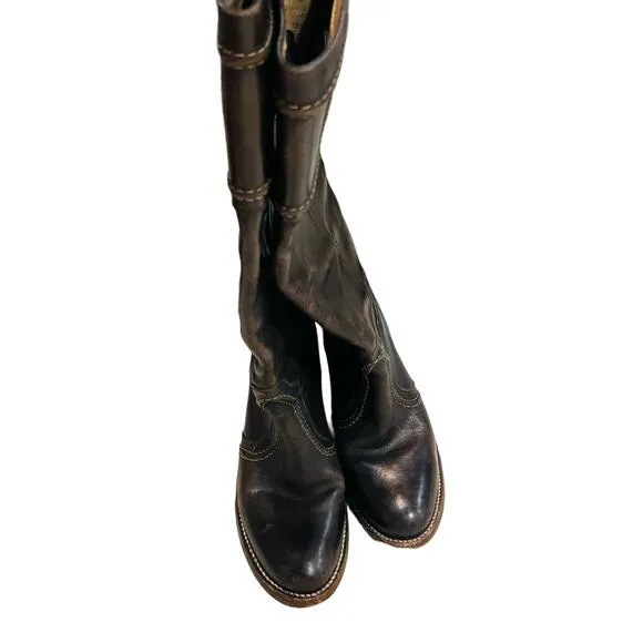 Frye 77231 'Jane' Dark Brown AntiqueTall Riding Heeled Boots Size 6.5