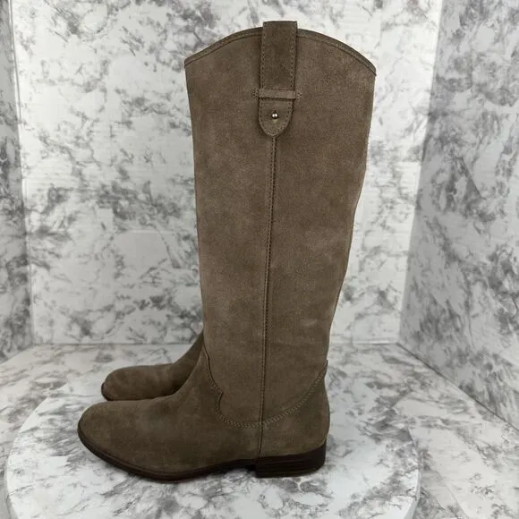 Frye &amp; Co Tania Tall Riding Boot Size 6.5 Taupe Brown Suede Pull On Knee High