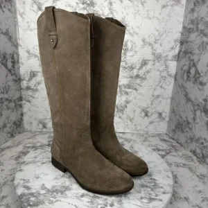 Frye &amp; Co Tania Tall Riding Boot Size 6.5 Taupe Brown Suede Pull On Knee High