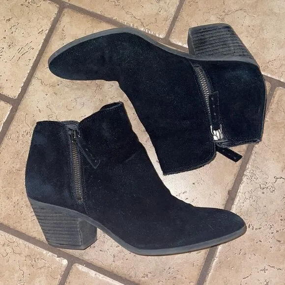 Frye &amp; Co Black Judy Double Zip Suede Booties