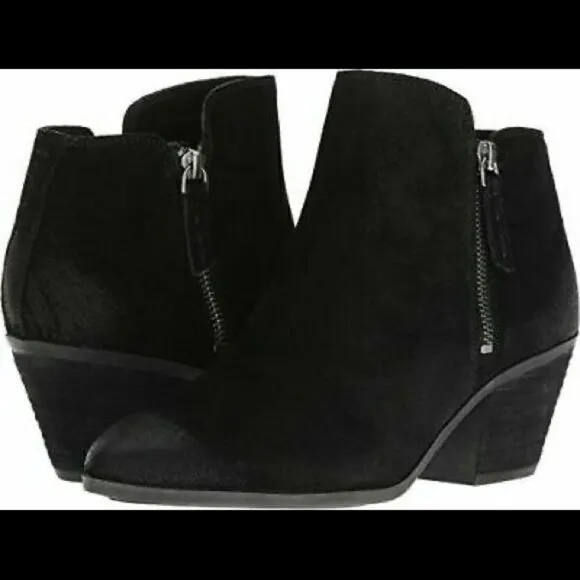 Frye &amp; Co Black Judy Double Zip Suede Booties