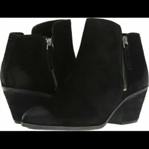 Frye &amp; Co Black Judy Double Zip Suede Booties