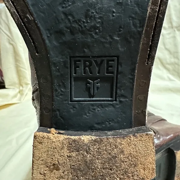 Frye Anna Gore Knee High Boots Women 6.5M Brown Leather Tall Riding Buckle Strap