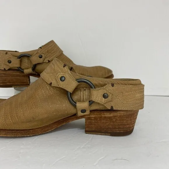 Frye Belted harness leather mule boots Size 9.5 B