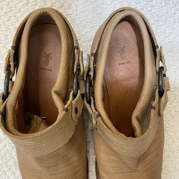 Frye Belted harness leather mule boots Size 9.5 B