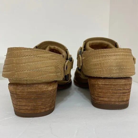 Frye Belted harness leather mule boots Size 9.5 B