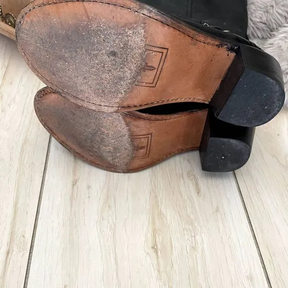 Frye Black Leather Boots | Size 8.5 | Classic Riding Moto Style