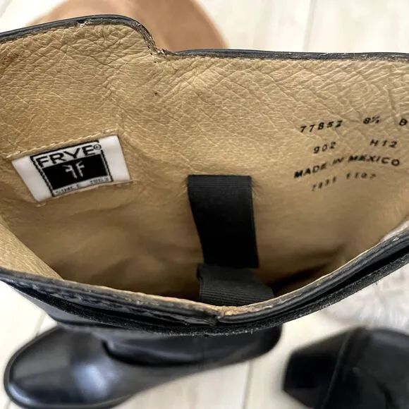 Frye Black Leather Boots | Size 8.5 | Classic Riding Moto Style