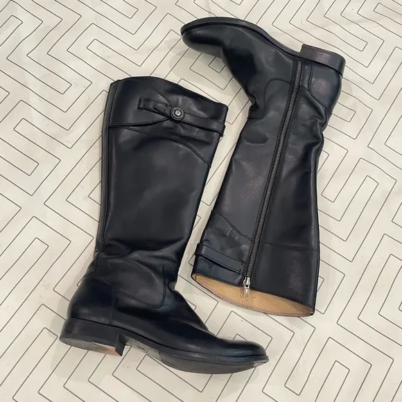 Frye Black Leather Riding Boots