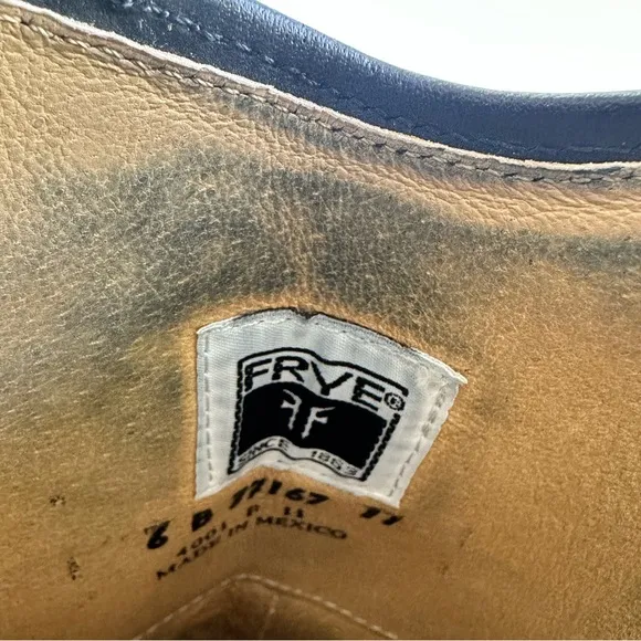 Frye Boots Melissa Button Leather Riding Boots-Style 77167-Black-Size 6