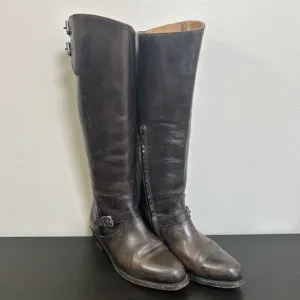 Frye Boots Women’s Size 7 Tall Riding Dark Brown Leather Style 77574 Spain READ