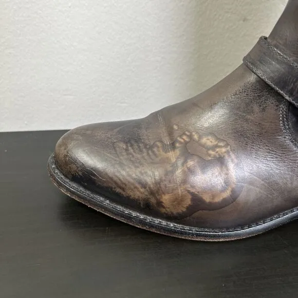 Frye Boots Women’s Size 7 Tall Riding Dark Brown Leather Style 77574 Spain READ