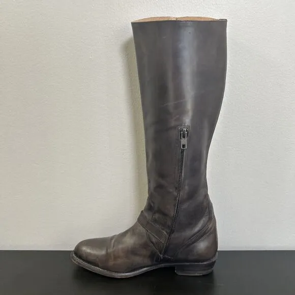 Frye Boots Women’s Size 7 Tall Riding Dark Brown Leather Style 77574 Spain READ