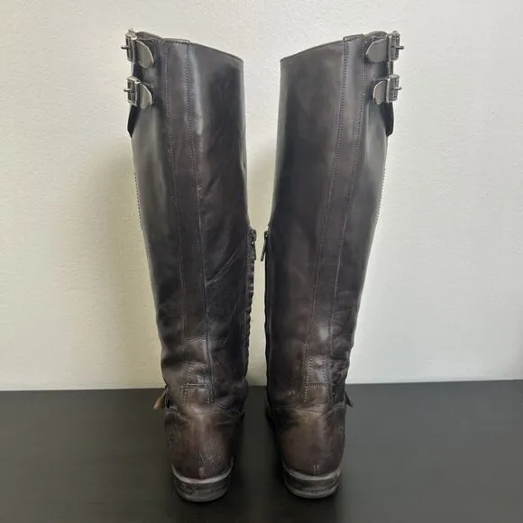 Frye Boots Women’s Size 7 Tall Riding Dark Brown Leather Style 77574 Spain READ