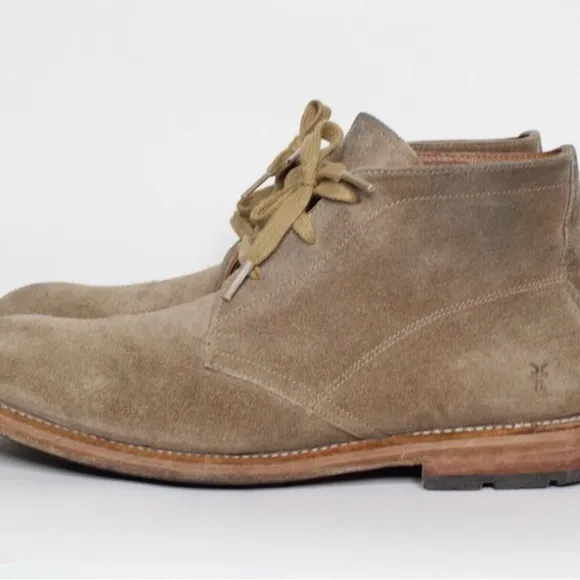Frye Bowery Leather Suede Chukka Boots Sz 8 Beige Tan