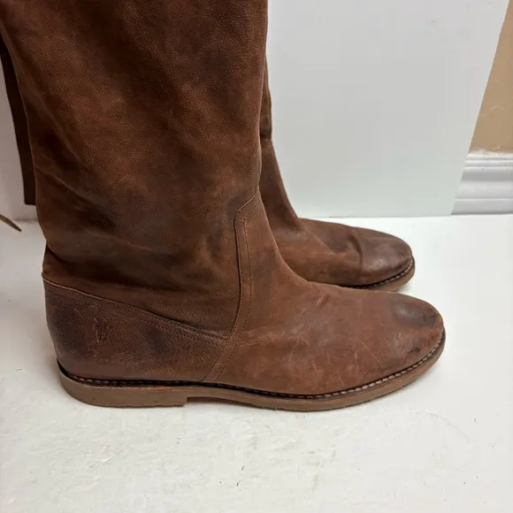 Frye Brown Knee-High Women's Boots Celia Soft Leather Flat Size 11