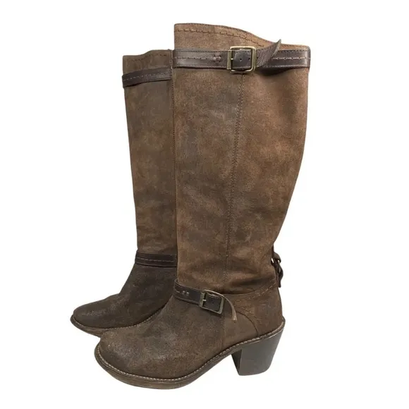 Frye Carmen Brown Tall Leather Riding Boots