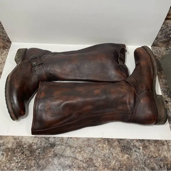 Frye Company Brown Distressed Leather Riding Boots