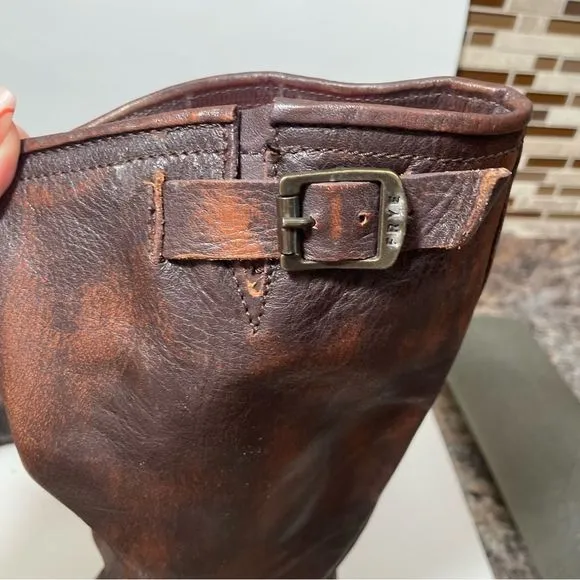 Frye Company Brown Distressed Leather Riding Boots