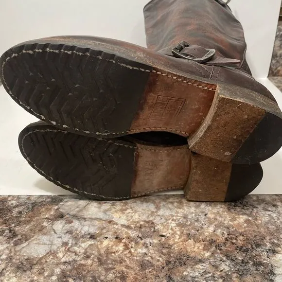 Frye Company Brown Distressed Leather Riding Boots