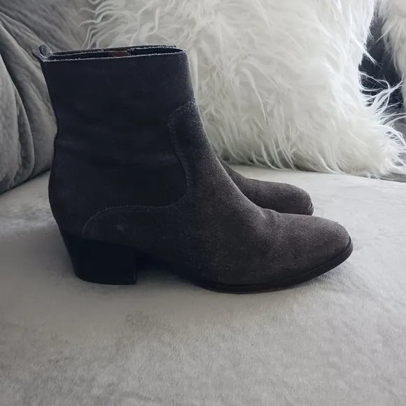 Frye dark gray suede leather ankle boots