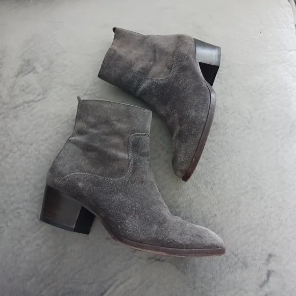 Frye dark gray suede leather ankle boots