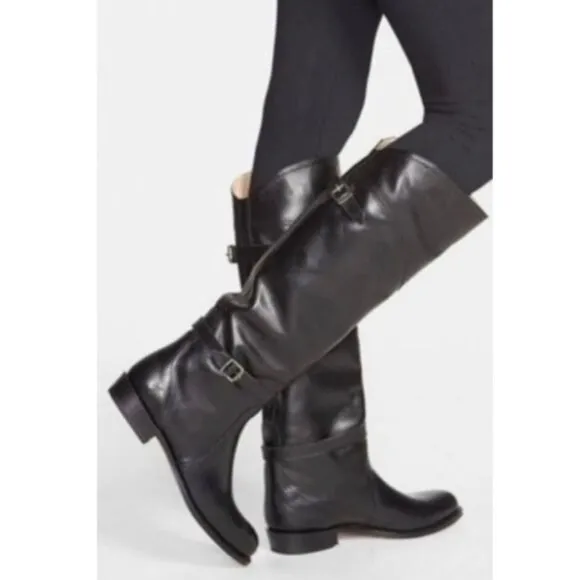 Frye Dorado leather riding boots black color size 6