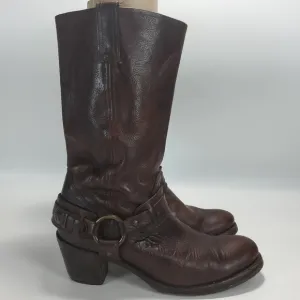 Frye Jane Brown Belted Harness Boots