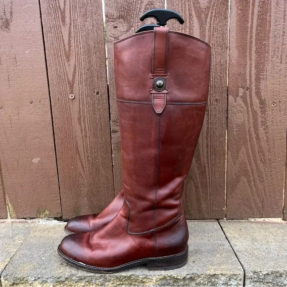 Frye Jayden Button Tall Boots Women’s Size 7 Redwood Leather