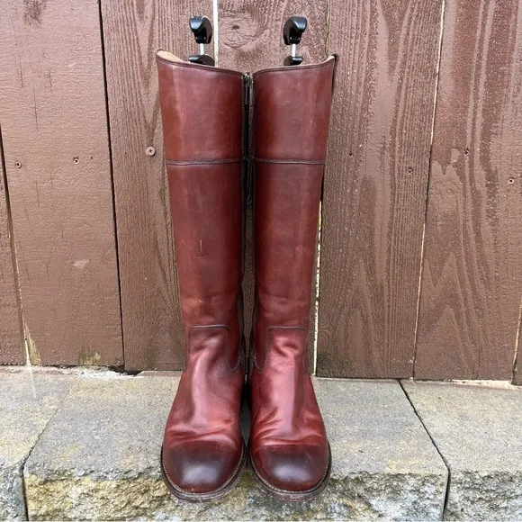 Frye Jayden Button Tall Boots Women’s Size 7 Redwood Leather