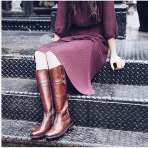 Frye Jayden Button Tall Riding Boots Burnt Red Leather Size 7 Women's