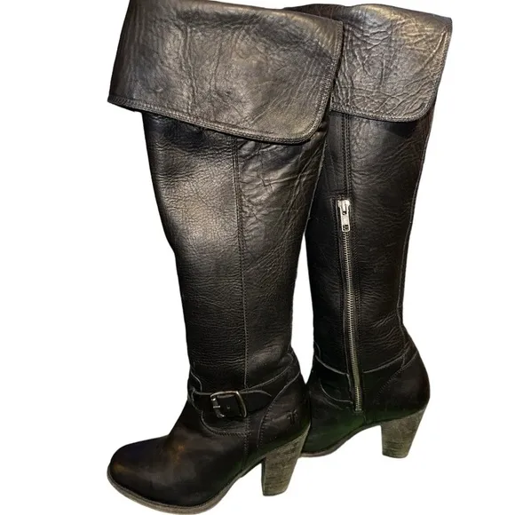 Frye Jenny Belted OTK boots size 6.5 black