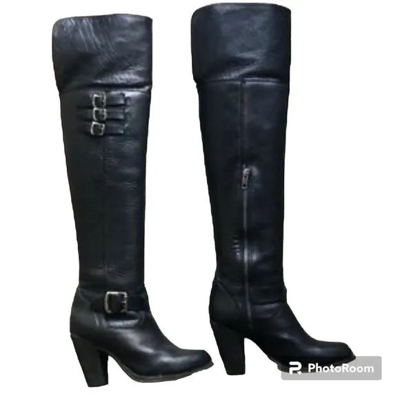 Frye Jenny Belted OTK boots size 6.5 black