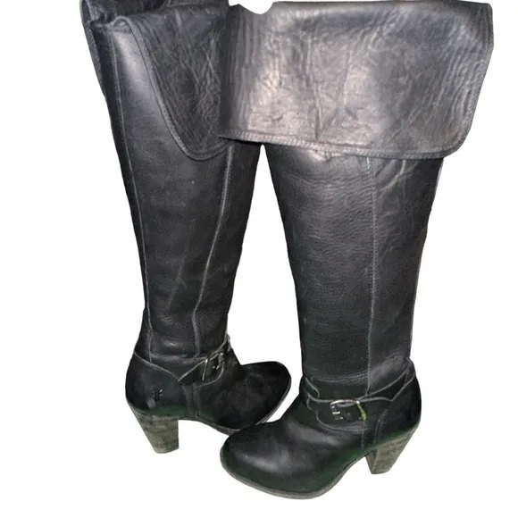 Frye Jenny Belted OTK boots size 6.5 black