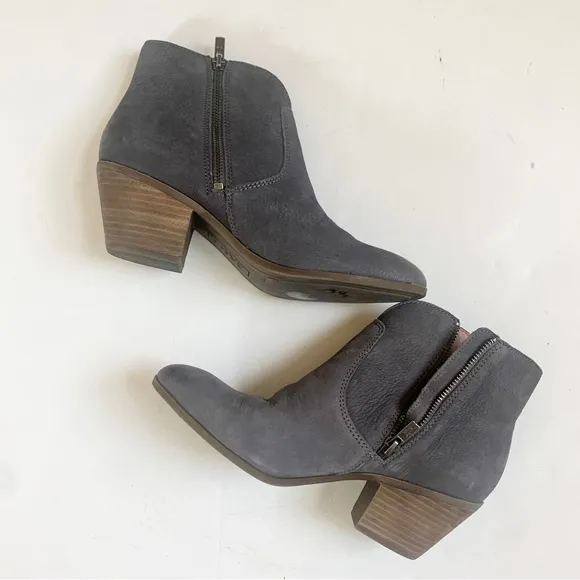Frye Judith Double Zip Ankle Boots Suede Ash Gray Sz 8.5 Heeled Booties